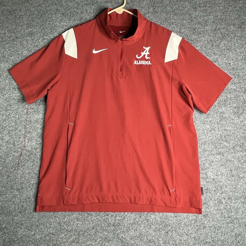 Nike Alabama Pullover Collared‎ Shirt XL On Field Men Short Sleeve Jacket Red